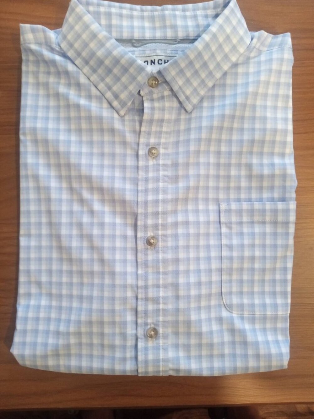 Poncho Shirt Mens XL Plaid Short Sleeve Button Up Stretch Nylon Summer